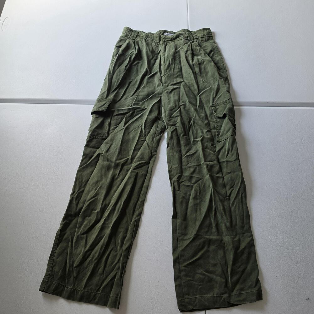 Reformation Cargo Pants Womens 6 Green Lyocell Wide Leg Pleated Elastic Waist